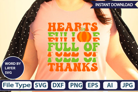 Hearts Full of Thanks SVG Cut File SVGs,Quotes and Sayings,Food & Drink,On Sale, Print & Cut SVG DesignPlante 503 