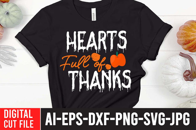 Hearts Full Of Thanks SVG Cut File , Thanksgiving SVG Quotes SVG BlackCatsMedia 