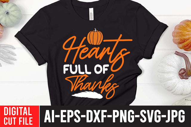 Hearts Full Of Thanks SVG Cut File , Thanksgiving SVG Quotes , Thanksgiving SVG Design , Fall SVG Design, Autumn SVG Cut File SVG BlackCatsMedia 