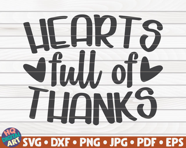 Hearts full of thanks SVG | Thanksgiving quote SVG SVG HQDigitalArt 