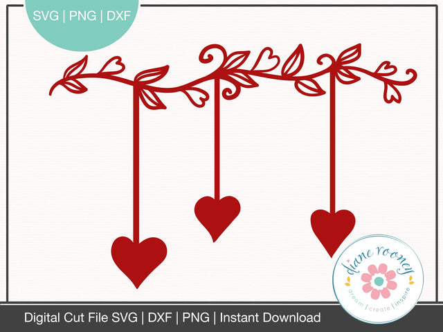 Hearts Hanging from Vine Branch svg SVG Diane Rooney 