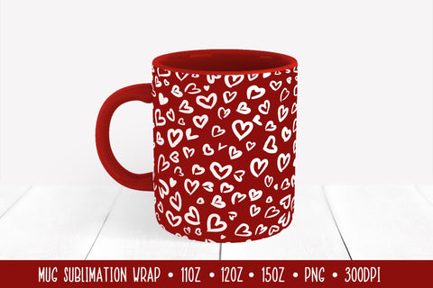 Hearts Leopard Mug Sublimation Design. Red Mug Wrap PNG Sublimation LaBelezoka 