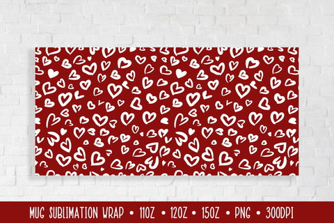 Hearts Leopard Mug Sublimation Design. Red Mug Wrap PNG Sublimation LaBelezoka 