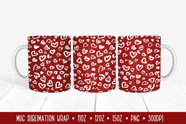 Hearts Leopard Mug Sublimation Design. Red Mug Wrap PNG Sublimation LaBelezoka 