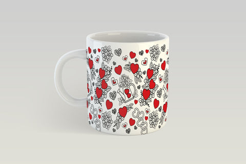 Hearts Mug Sublimation, Valentines Day Full Mug Wrap, Love Sublimation. Sublimation Elinorka 