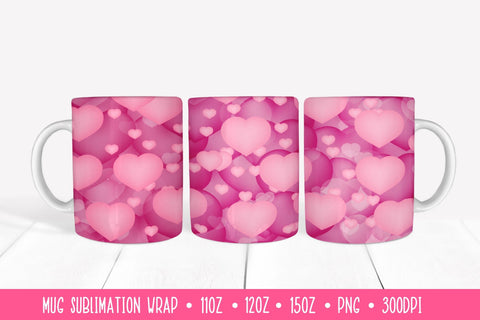 Hearts Mug Wrap Sublimation Design. Valentines Mug Sublimation LaBelezoka 