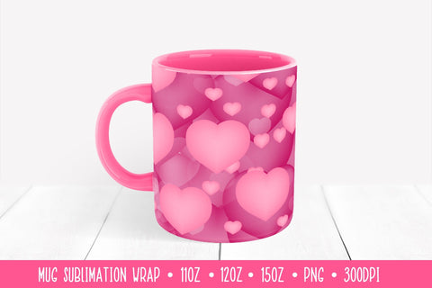 Hearts Mug Wrap Sublimation Design. Valentines Mug Sublimation LaBelezoka 