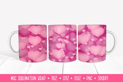 Hearts Mug Wrap Sublimation. Valentines Mug Sublimation LaBelezoka 