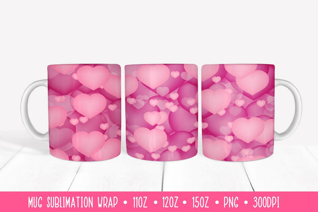 Hearts Mug Wrap Sublimation. Valentines Mug Sublimation LaBelezoka 
