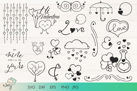 Hearts of Valentine illustration pack. SVG Arts By Naty 