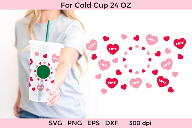 Hearts Starbucks Venti Cold Cup 24 OZ SVG. 24 Cup Wrap SVG SVG Olga Terlyanskaya 