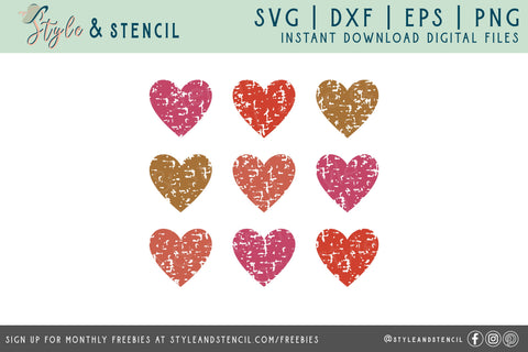 Hearts SVG - Distressed Hearts - Valentine Shirt SVG SVG Style and Stencil 
