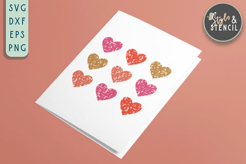 Hearts SVG - Distressed Hearts - Valentine Shirt SVG SVG Style and Stencil 