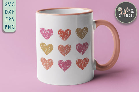 Hearts SVG - Distressed Hearts - Valentine Shirt SVG SVG Style and Stencil 