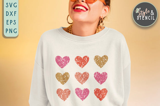 Hearts SVG - Distressed Hearts - Valentine Shirt SVG SVG Style and Stencil 