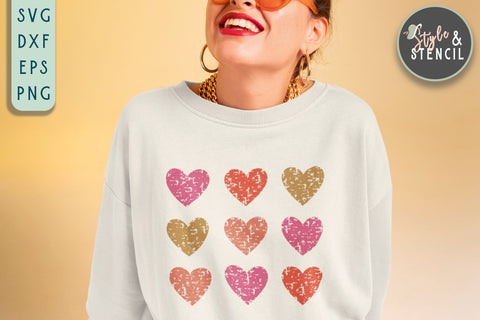 Hearts SVG - Distressed Hearts - Valentine Shirt SVG SVG Style and Stencil 