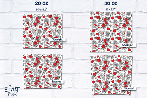 Hearts Tumbler Sublimation, Seamless Tumbler Wrap 20 30 OZ. Sublimation Elinorka 