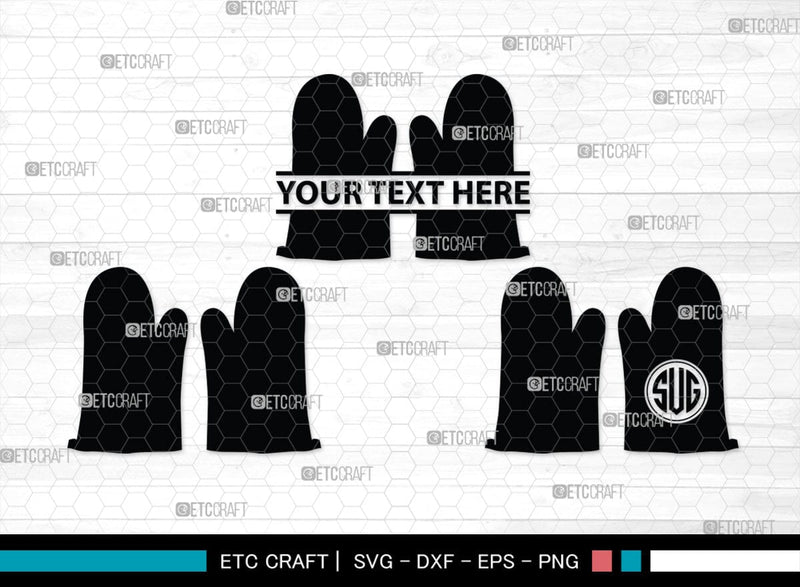 Heat Protective Mitten Monogram, Heat Protective Mitten Silhouette, Heat Protective Mitten SVG, Heat Protective Svg, Gloves Svg, SB00199 SVG ETC Craft 