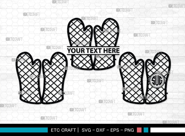 Heat Protective Mitten Monogram, Heat Protective Mitten Silhouette, Heat Protective Mitten SVG, Heat Protective Svg, Gloves Svg, SB00199 SVG ETC Craft 