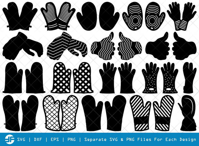 Heat Protective Mitten SVG Cut Files | Mitts Silhouette Bundle SVG ETC Craft 