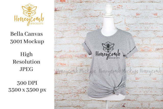 Heather Athletic Bella Canvas 3001 T-Shirt Mockup, Women's T-Shirt Mockup Mock Up Photo Honeycomb Mockups 
