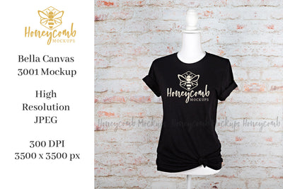 Heather Black Bella Canvas 3001 T-Shirt Mockup, Women's Black T-Shirt Mockup Mock Up Photo Honeycomb Mockups 