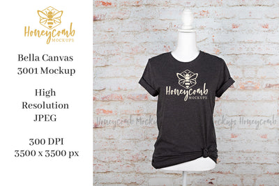 Heather Dark Grey 3001 Mockup, Women's T-Shirt Mockup Mock Up Photo Honeycomb Mockups 