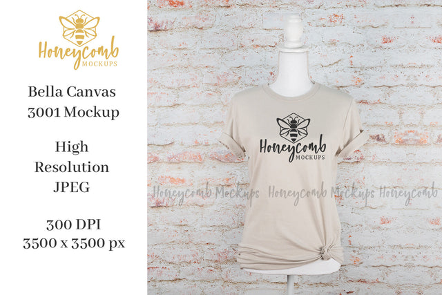 Heather Dust Bella Canvas 3001 Mockup, Women's T-Shirt Mockup, Mannequin Mockup Mock Up Photo Honeycomb Mockups 