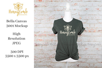 Heather Forest Bella Canvas 3001 Mockup, Women's T-Shirt Mockup, Mannequin Mockup Mock Up Photo Honeycomb Mockups 