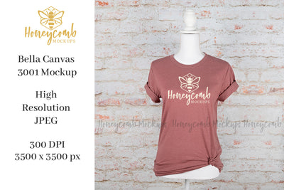 Heather Mauve Bella Canvas 3001 Mockup, Women's T-Shirt Mockup, Mannequin Mockup Mock Up Photo Honeycomb Mockups 