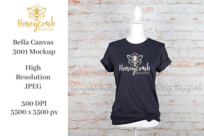 Heather Midnight Navy Bella Canvas 3001 Mockup, Women's T-Shirt Mockup, Mannequin Mockup Mock Up Photo Honeycomb Mockups 