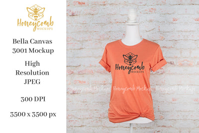 Heather Orange Bella Canvas 3001 Mockup, Women's T-Shirt Mockup, Mannequin Mockup, Fall Mockup Mock Up Photo Honeycomb Mockups 