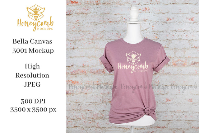 Heather Orchid Bella Canvas 3001 Mockup, Women's T-Shirt Mockup, Mannequin Mockup, Summer Mockup Mock Up Photo Honeycomb Mockups 