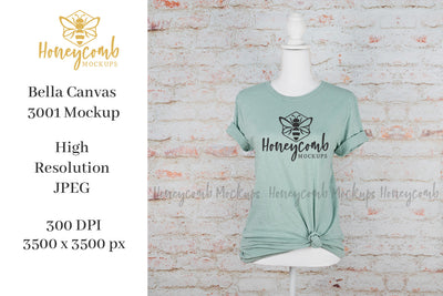 Heather Prism Dusty Blue 3001 Mockup, Women's T-Shirt Mockup, Mannequin Mockup Mock Up Photo Honeycomb Mockups 