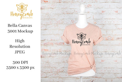 Heather Prism Peach Bella Canvas 3001 Mockup, Mannequin Mockup, Women's T-Shirt Mockup, Spring Mockup Mock Up Photo Honeycomb Mockups 
