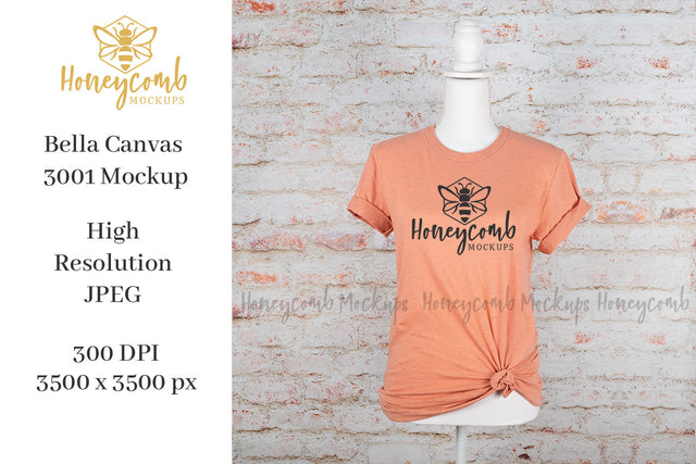 Heather Prism Sunset Bella Canvas 3001 Mockup, Women's T-Shirt Mockup, Mannequin Mockup, Summer Mockup Mock Up Photo Honeycomb Mockups 