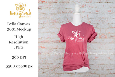 Heather Raspberry Bella Canvas 3001 Mockup, Mannequin Mockup, Valentines Day Mockup, Women's T-Shirt Mockup Mock Up Photo Honeycomb Mockups 