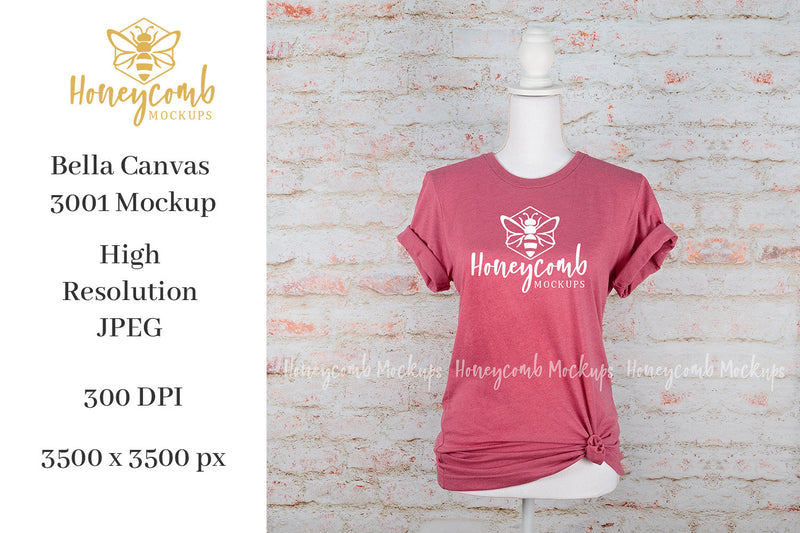 Heather Raspberry Bella Canvas 3001 Mockup, Mannequin Mockup ...