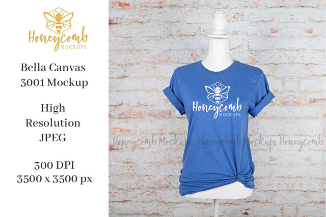 Heather True Royal Bella Canvas 3001 Mockup, Mannequin Mockup, 4th of July Mockup, Patriotic Mockup, Women's T-Shirt Mockup Mock Up Photo Honeycomb Mockups 