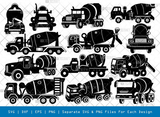 Heavy Cement Truck Silhouette, Cement Truck SVG, Heavy Truck Svg, Cement Mixer Truck Svg, Heavy Cement Truck Bundle, SB00920 SVG ETC Craft 