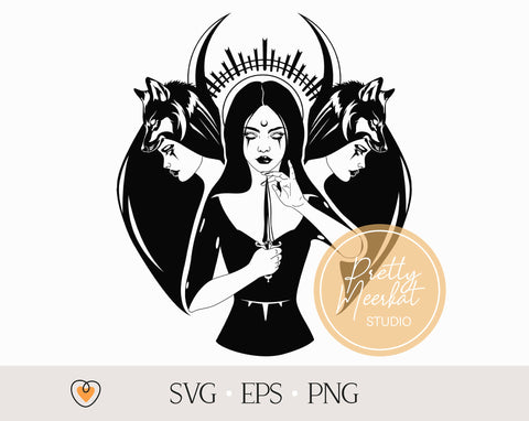 Hecate Goddess svg #4, Witch svg, Witchcraft svg, Gothic cricut svg, png SVG Pretty Meerkat 