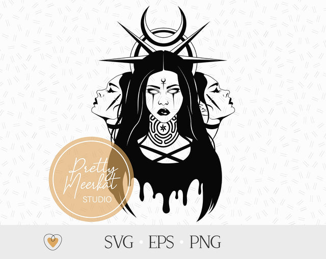 Hecate Goddess svg, Witch svg, Witchcraft svg, Gothic cricut svg, png SVG Pretty Meerkat 