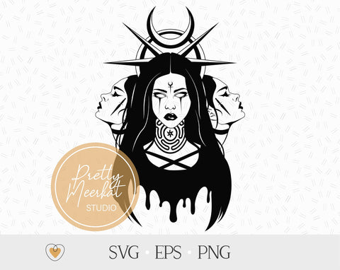 Hecate Goddess svg, Witch svg, Witchcraft svg, Gothic cricut svg, png SVG Pretty Meerkat 