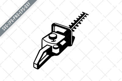 Hedge Trimmer or Hedge Cutter Viewed from a High Angle Retro Black and White SVG Patrimonio Designs Limited 