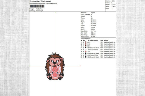Hedgehog Embroidery Designs Embroidery/Applique DESIGNS SvgOcean 