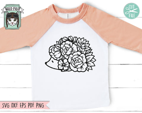 Hedgehog SVG File, Floral Hedgehog SVG, Hedgehog Flowers SVG, Hedgehog Floral SVG, Hedgehog Cut File SVG Wild Pilot 