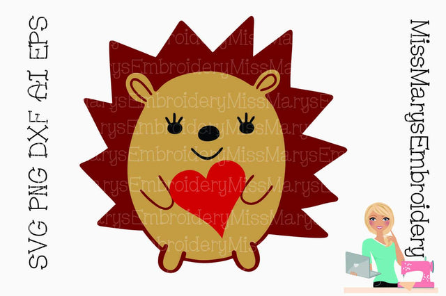 Hedgehog with Heart SVG MissMarysEmbroidery 