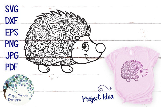 Hedgehog Zentangle SVG SVG Wispy Willow Designs 
