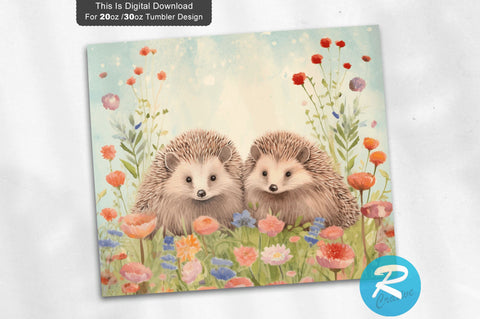 Hedgehogs Spring Flower 20 oz / 30 oz Tumbler PNG Sublimation Regulrcrative 
