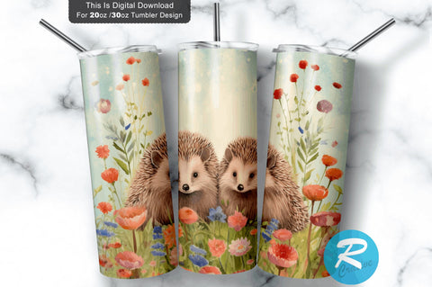 Hedgehogs Spring Flower 20 oz / 30 oz Tumbler PNG Sublimation Regulrcrative 
